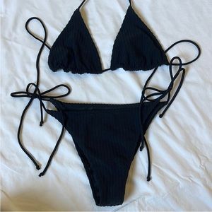 Tj swim black ribbed bikini